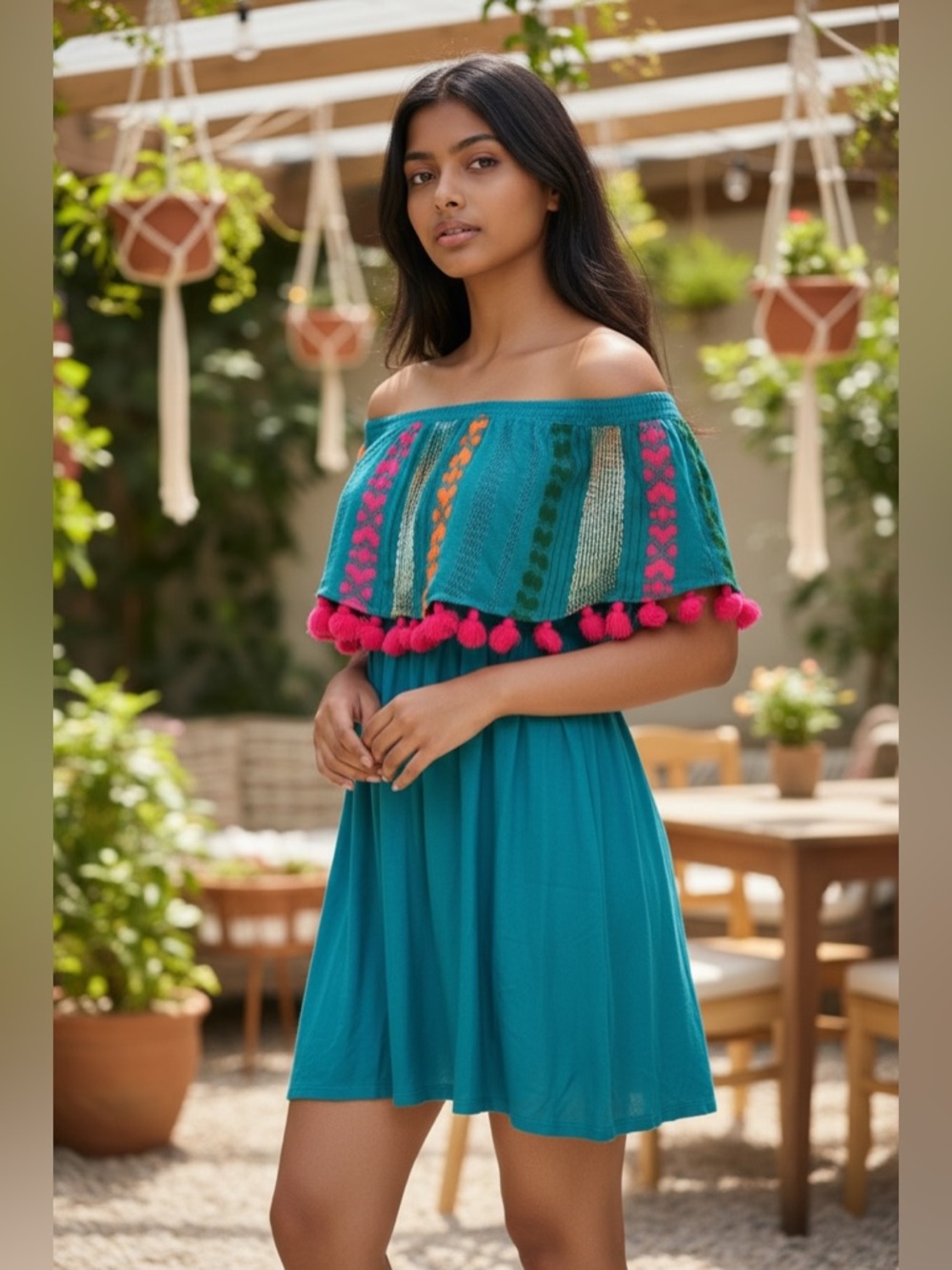 JUDITH MARCH tassel mini dress 100% viscose